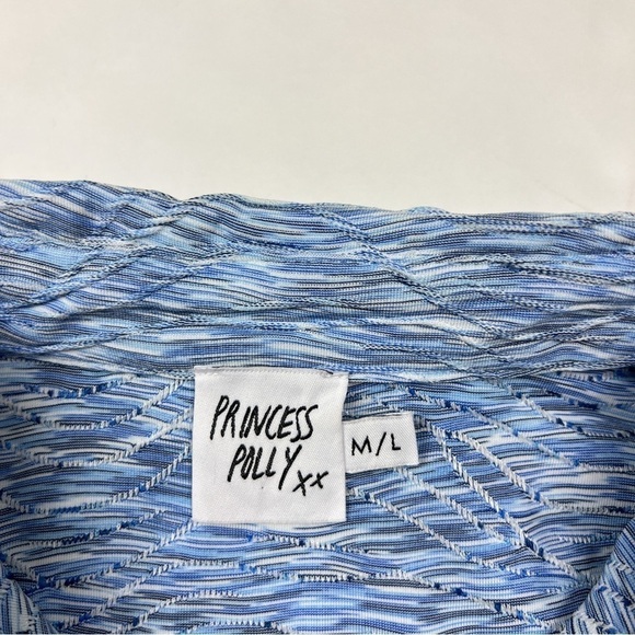 Princess Polly Blue Space Dye Short Sleeve Textured Camille Romper - Picture 3 of 6